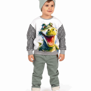 Pepitková mikina s krokodílom