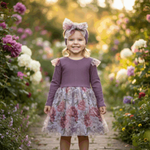 Princeznovské tylové šatičky s čelenkou - čučoriedkové